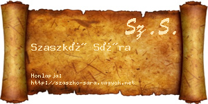 Szaszkó Sára névjegykártya