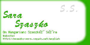 sara szaszko business card